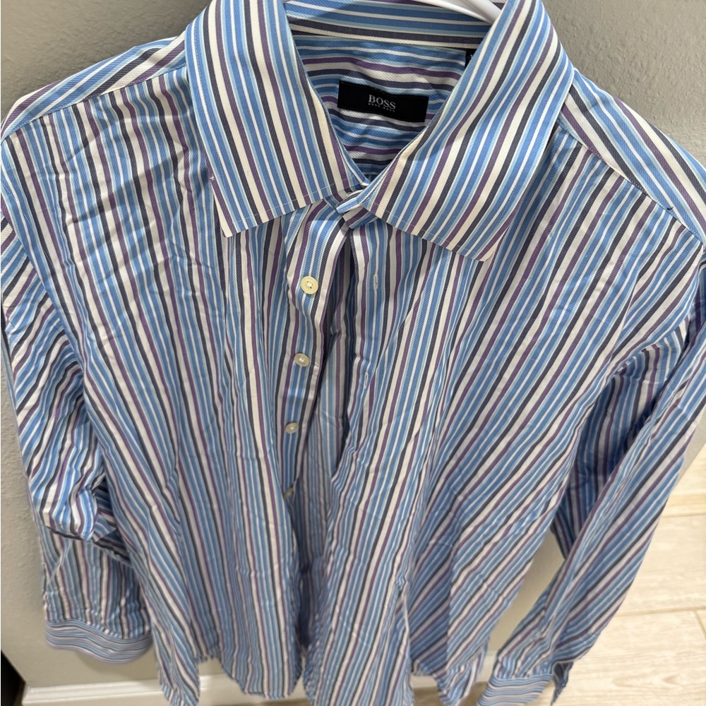 Boss Men's Multicolor Striped Dress Shirt
